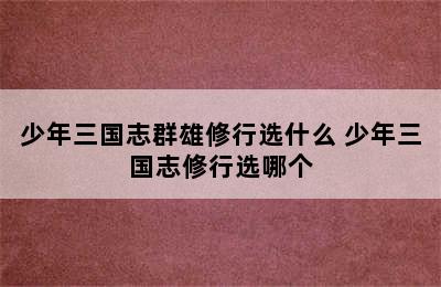 少年三国志群雄修行选什么 少年三国志修行选哪个